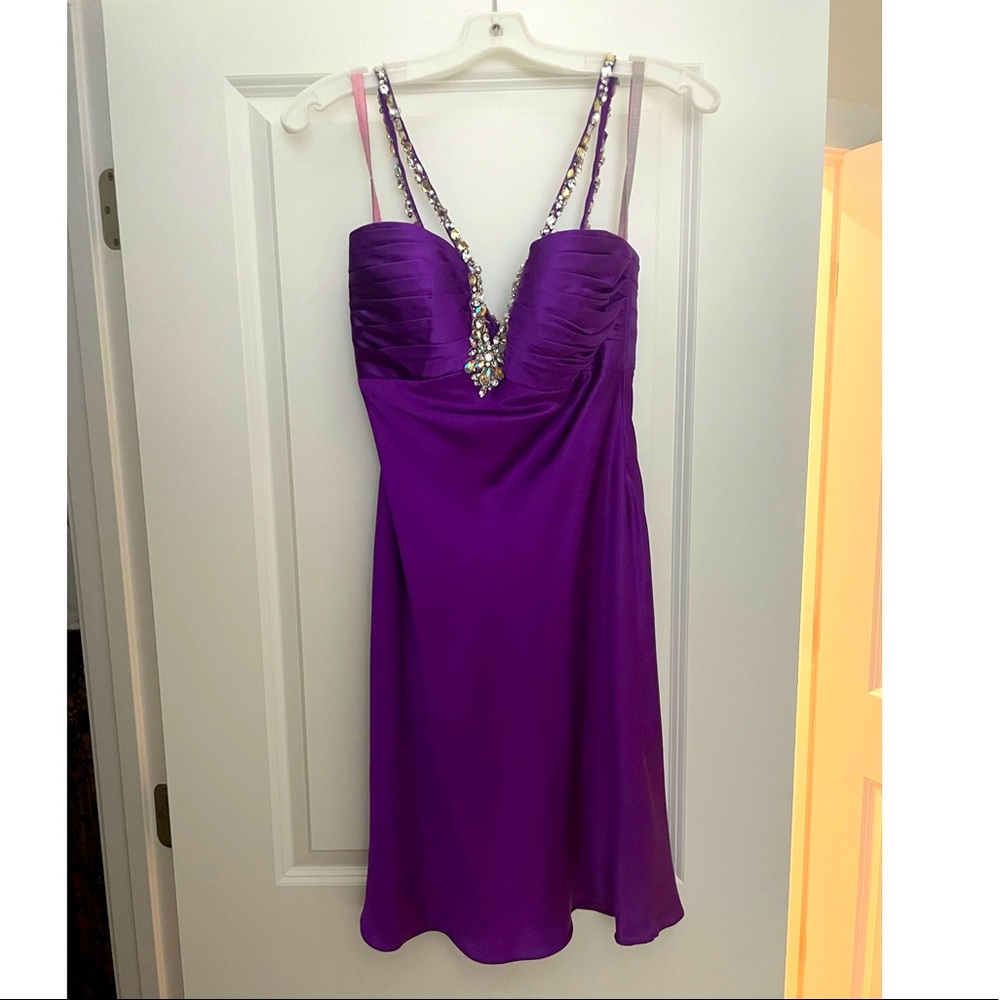 Mini purple and rhinestone prom dress size 4